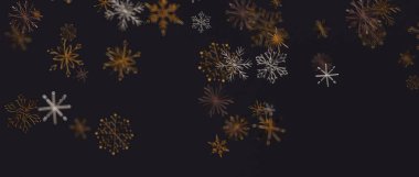 Noel için Karanlık Arkaplanda Soyut Kar Tanesi Deseni