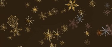 Soyut Kış Kar Taneleri Koyu Kahverengi Arkaplana Düşüyor