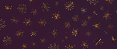 Noel için Mor Arkaplanda Altın Kar Tanesi Şablonu