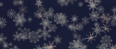 Koyu mavi kış arka planında soyut kar tanesi deseni