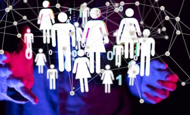 Soyut teknoloji grubu ve veri 3d