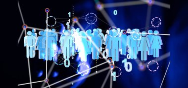 Sinirsel ağ konsepti. Bağlı hücreler.