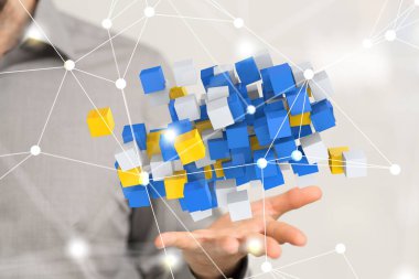 Sanal bir ekranda birçok nesneye bağlı bulut