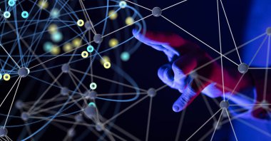 Konferans Dijital Ağ ve Veri Konsepti 3D