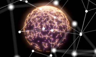 Sinirsel ağ 3 boyutlu illüstrasyon. Büyük veriler ve siber güvenlik