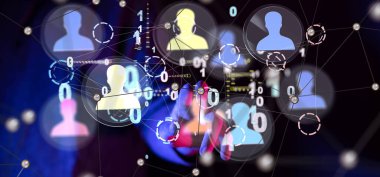 Sinirsel ağ konsepti. Bağlı hücreler.