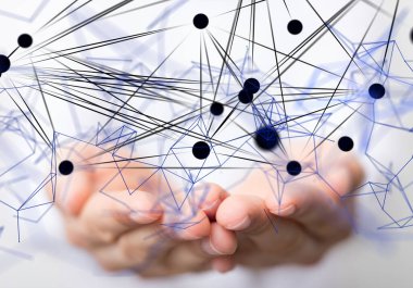 konferans Dijital Ağ ve Veri Konsepti 3D - sinirsel ağ