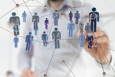 Sinirsel ağ konsepti. Bağlı hücreler.