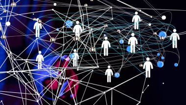 Soyut teknoloji grubu ve veri 3D - bağlantı