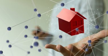 Ev verileri. Parçacıkları ve dijital verileri olan dijital siber uzay