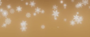 Kahverengi bir zemin üzerine düşen kar taneleri ile soyut kış arkaplanı.