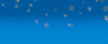 Yağan kar taneleriyle dolu mavi bir gökyüzü. Kış için ideal..