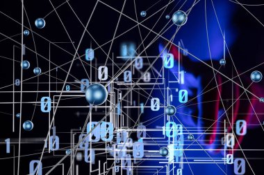 Küresel ağ Engelleme zinciri. Üç boyutlu illüstrasyon. Sinirsel ağlar ve