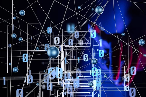 Küresel ağ Engelleme zinciri. Üç boyutlu illüstrasyon. Sinirsel ağlar ve