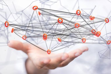 konferans Dijital Ağ ve Veri Konsepti 3D - sinirsel ağ