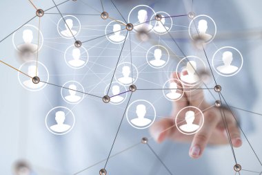 Küresel ağ Engelleme zinciri. Üç boyutlu illüstrasyon. Sinirsel ağlar ve