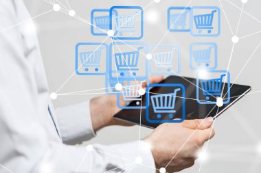 Alışveriş Arabası Düz Tasarımı E-Ticaret Simgesi