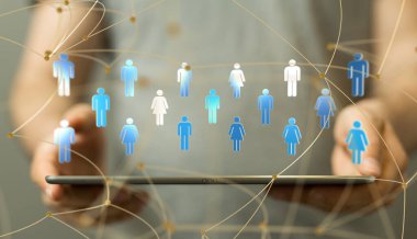 Küresel ağ Engelleme zinciri. Üç boyutlu illüstrasyon. Sinirsel ağlar ve