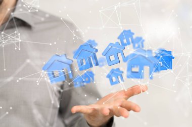 - Sinirsel ağ 3 boyutlu illüstrasyon. Büyük veri ve siber güvenlik