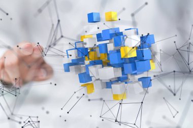 DNA 'lı moleküler arka plan. Noktaları birleştiren ağ ve