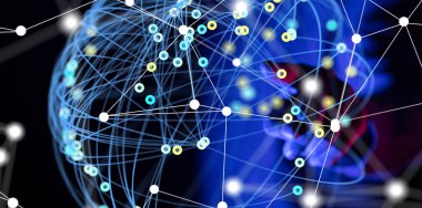 Konferans Dijital Ağ ve Veri Konsepti 3D