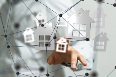 ev seçimi Büyük veri ve yapay zeka konsepti. Machin.