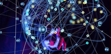 Konferans Dijital Ağ ve Veri Konsepti 3D