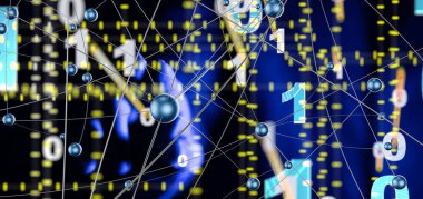 Küresel ağ Engelleme zinciri. Üç boyutlu illüstrasyon. Sinirsel ağlar ve