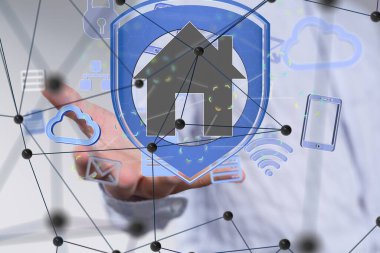 - Sinirsel ağ 3 boyutlu illüstrasyon. Büyük veri ve siber güvenlik