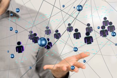 Sinirsel ağ konsepti. Bağlı hücreler.