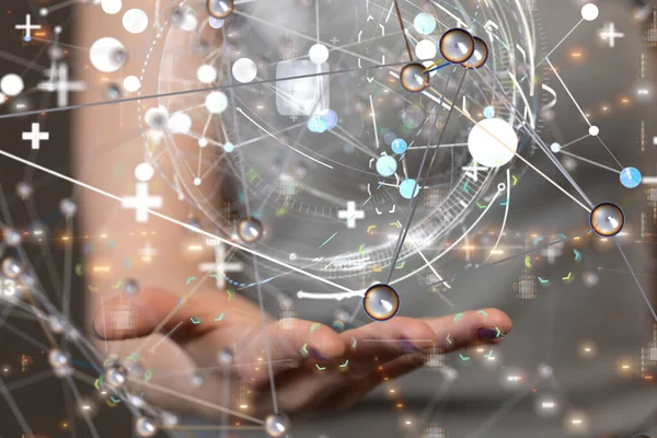 Koyu arkaplan üzerinde noktalar olan soyut çizgiler.