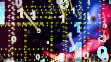 Küresel ağ Engelleme zinciri. Üç boyutlu illüstrasyon. Sinirsel ağlar ve