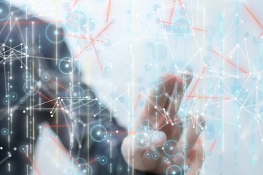 Sinirsel ağ 3 boyutlu illüstrasyon. Büyük veriler ve siber güvenlik