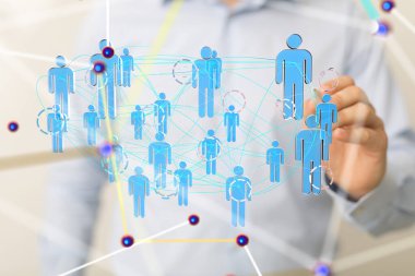 Küresel ağ Engelleme zinciri. Üç boyutlu illüstrasyon. Sinirsel ağlar ve