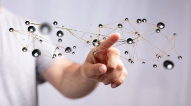 Dijital ağ bağlantısı, veri teknolojisi kavramına dokunmak.