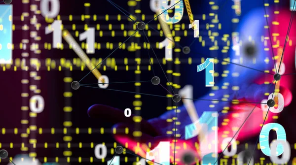 Küresel ağ Engelleme zinciri. Üç boyutlu illüstrasyon. Sinirsel ağlar ve