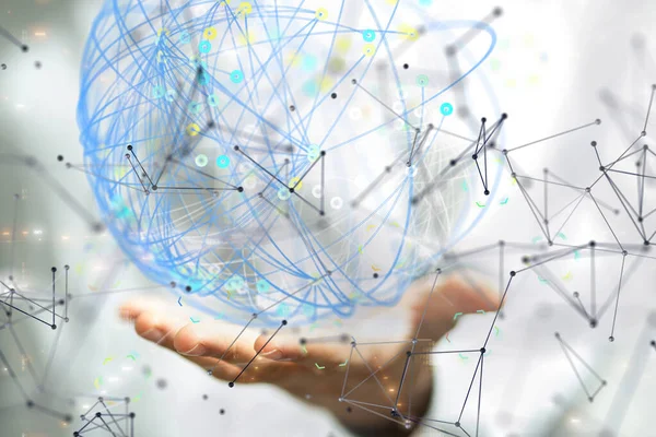 Koyu arkaplan üzerinde noktalar olan soyut çizgiler.