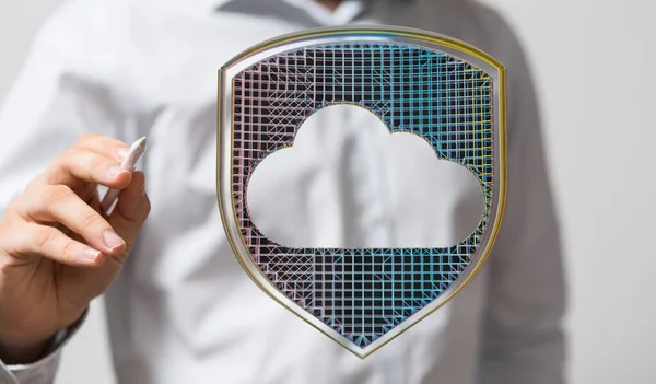 Bulut veri koruma kalkanı kavramı el çizimi