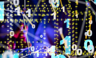 Küresel ağ Engelleme zinciri. Üç boyutlu illüstrasyon. Sinirsel ağlar ve