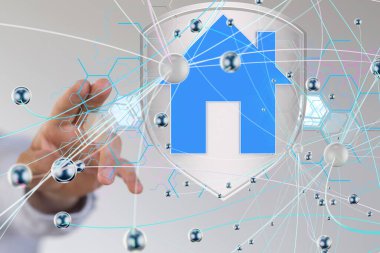 - Sinirsel ağ 3 boyutlu illüstrasyon. Büyük veri ve siber güvenlik