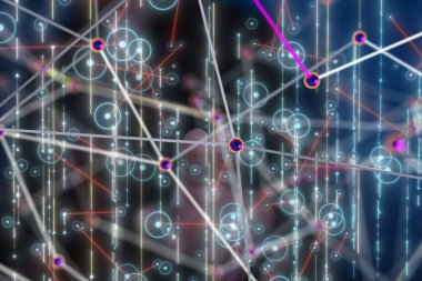 Sinirsel ağ 3 boyutlu illüstrasyon. Büyük veriler ve siber güvenlik - 3D