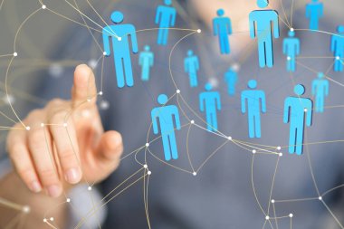 Küresel ağ Engelleme zinciri. Üç boyutlu illüstrasyon. Sinirsel ağlar ve