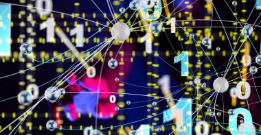 Küresel ağ Engelleme zinciri. Üç boyutlu illüstrasyon. Sinirsel ağlar ve