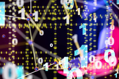 Küresel ağ Engelleme zinciri. Üç boyutlu illüstrasyon. Sinirsel ağlar ve