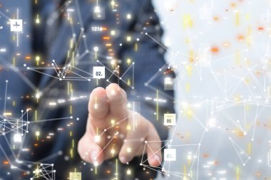 Sinirsel ağ 3 boyutlu illüstrasyon. Büyük veriler ve siber güvenlik