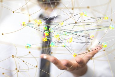 Konferans Dijital Ağ ve Veri Konsepti 3D