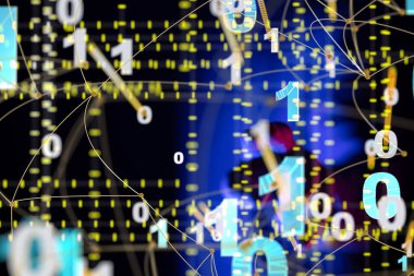 Küresel ağ Engelleme zinciri. Üç boyutlu illüstrasyon. Sinirsel ağlar ve