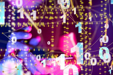 Küresel ağ Engelleme zinciri. Üç boyutlu illüstrasyon. Sinirsel ağlar ve