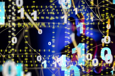 Küresel ağ Engelleme zinciri. Üç boyutlu illüstrasyon. Sinirsel ağlar ve