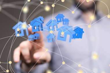 ev seçimi Büyük veri ve yapay zeka konsepti. Machin.